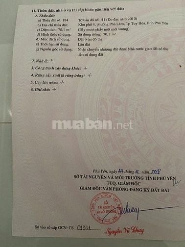 ĐẤT THỔ CƯ , PHƯƠNG PHÚ LÂM , TUY HÒA , PHÚ YÊN