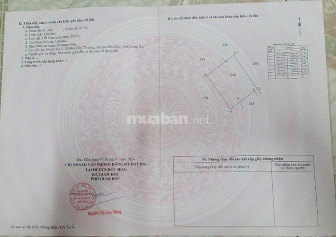 Chính chủ cần bán gấp 436m2 đất ở + 174m2 đất nn Đức Hoà, Long An