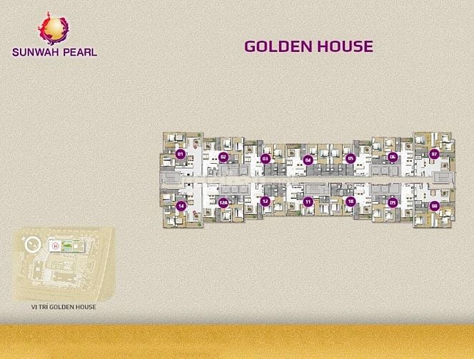 Bán Căn hộ tại Sunwah Pearl Golden House tầng cao loại SPA 3PN 130m2
