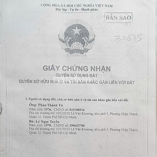 BÁN NHÀ TRỌ -SHR -8 PHÒNG FULL  - HIỆP THÀNH. Thu Nhập 19tr/tháng (TL)