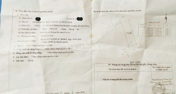 BÁN GẤP, HÀNG HIẾM 1.036,4m2 đất Bình Khánh dưới 1 tỷ trọn sổ, Cần Giờ