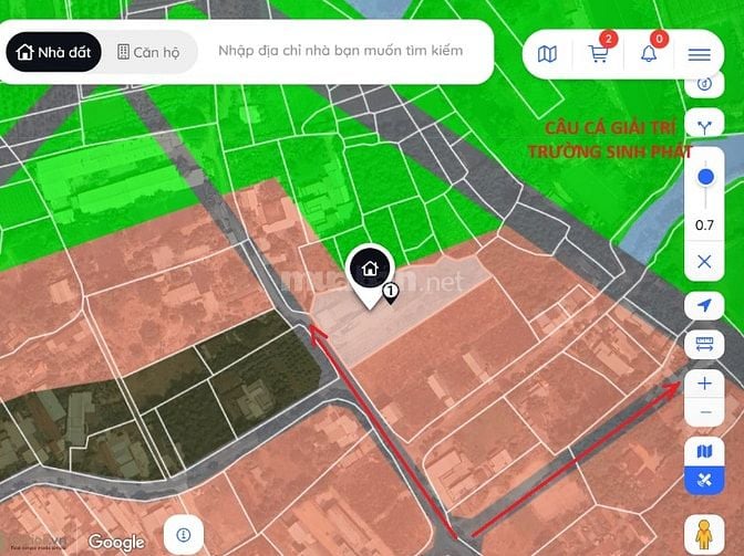 Bán biệt thự nhà vườn 1900m2 Có 300m2 thổ cư, Sông Lu, Hòa Phú, 7tỷ8