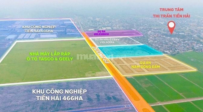 Đất đối diện khu Công nghiệp Tiền Hải,sổ đỏ, Giá thấp nhất thị trường