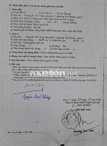 🌷 🌷 🌷 BÁN NHÀ MẶT TIỀN : 419 NGUYỄN THỊ THẬP - P. TÂN PHONG - Q. 7 