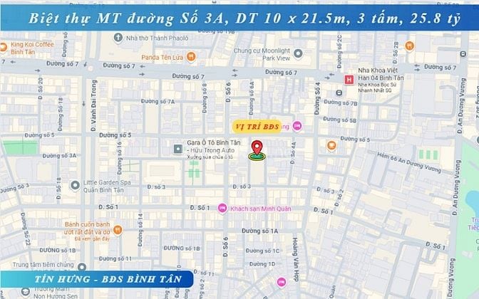 Biệt thự khu Tên Lửa, MT đường Số 3A, 10 x 21.5m, 3 tấm, 25.8 tỷ