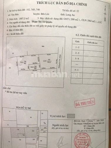 Bán đất mặt tiền đường xe tải 