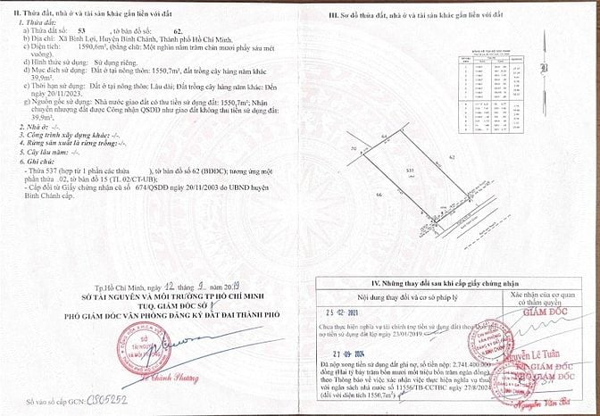 Bán đất thổ cư 26x60 xã Bình Lợi