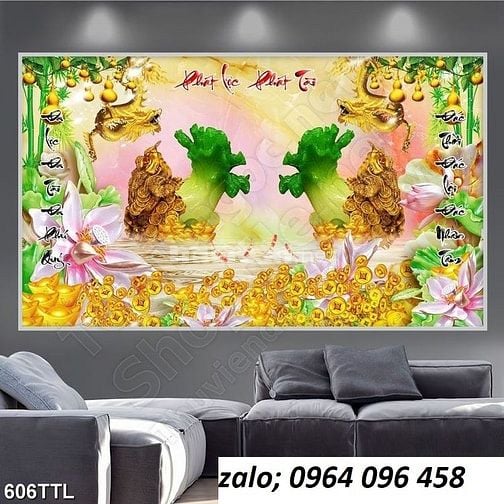 Tranh gạch 3d trang trí phòng khách đẹp sang trọng - SXX44