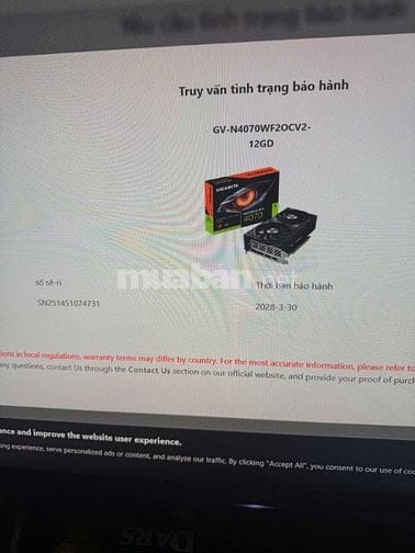 RTX 4070 Gigabyte Winforce (bh 33t chính hãng)