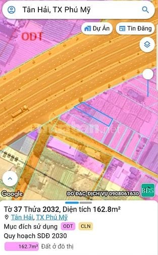 Bán gấp 163m2 thổ cư MT Quốc Lộ 56, Tân Hải, Phú Mỹ, Bà Rịa Vũng Tàu