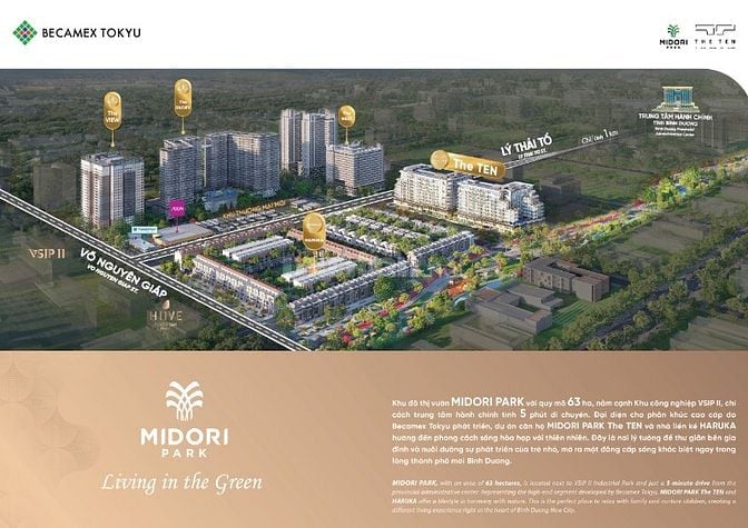 CK10% hoặc trả 4năm 0% lãi nhận nhà liền nhà phố LK Haruka Midori Park