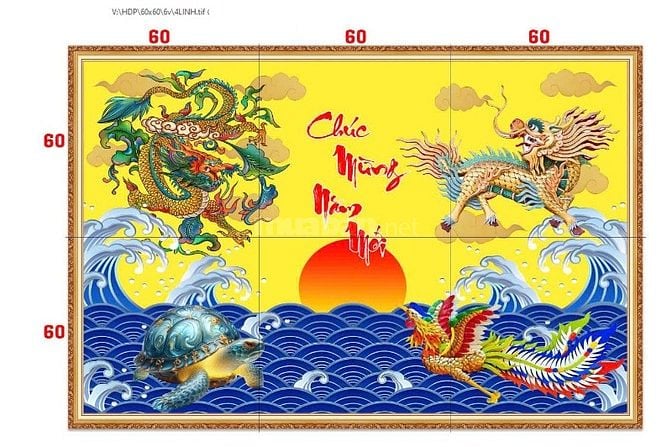 Tranh gạch 3d long lân quy phụng - C44