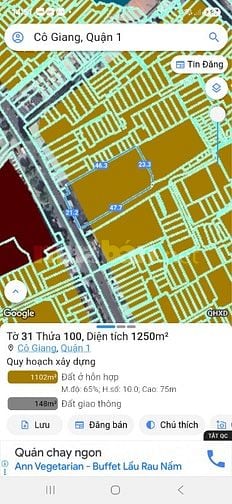 Bán đất 2 mặt tiền Trần Đình Xu p. Cô Giang quân 1 giá 450 tỷ