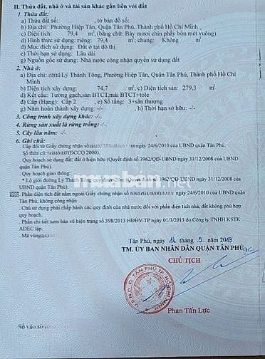 🌷 🌷 🌷 BÁN NHÀ MẶT TIỀN : 172 LÝ THÁNH TÔNG - P. HIỆP TÂN - TÂN PHÚ