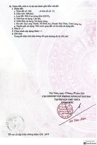 BÁN 400M THỔ CƯ (10X40) + 300 LÚA PHÍA SAU