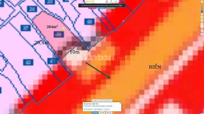 Chính chủ bán đất view sát cạnh biển mỹ khê 204m²,mặt tiền 10m,2 hẻm