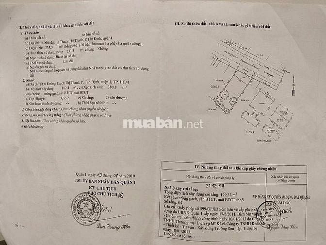 BÁN NHÀ MẶT TIỀN : 27A THẠCH THỊ THANH - P. TÂN ĐỊNH - Q. 1 