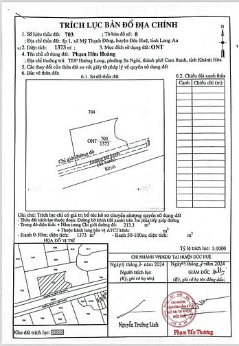 Bán Thửa đất 1644m2 full thổ cư Ấp 1 xã Mỹ Thạnh Đông, Đức Huệ, Long a