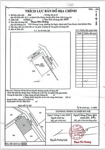 Cần bán 1170,8m2 thổ cư Ấp 3 xã Bình Hòa Hưng, Đức Huệ Long an
