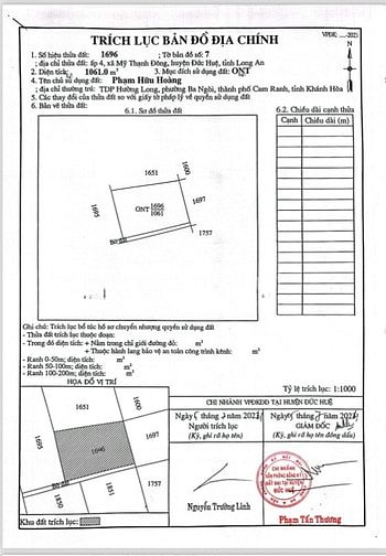 Bán đất 1061m2 full thổ cư Ấp 4, xã Mỹ Thạnh Đông, Đức Huệ Long an