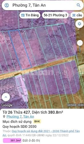 Xuất cảnh bán nhanh lô đật đẹp tại phường 7, thành phố Tân An