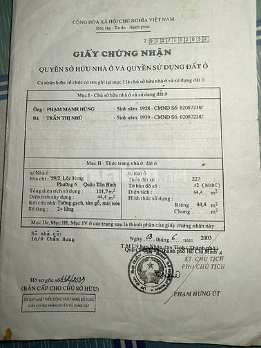 Cần tiền đi mỹ nên bán nhà khu vực tân bình