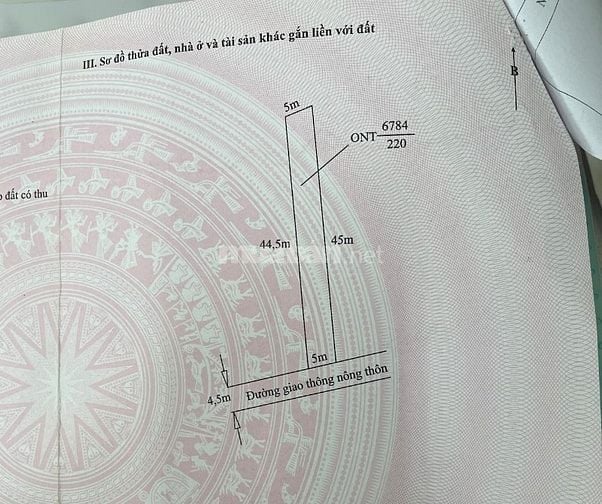 Lô đất HXH gần Cảng Phước Đông sát thị trấn dt 220m2 ONT giá 1.5 tỷ TL