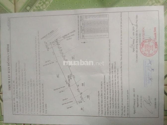 Bán Đất ở+Vườn 2MT đường DT741, X. A.Bình,H.P.Giáo,T.B.Dương giá 9.6tỷ