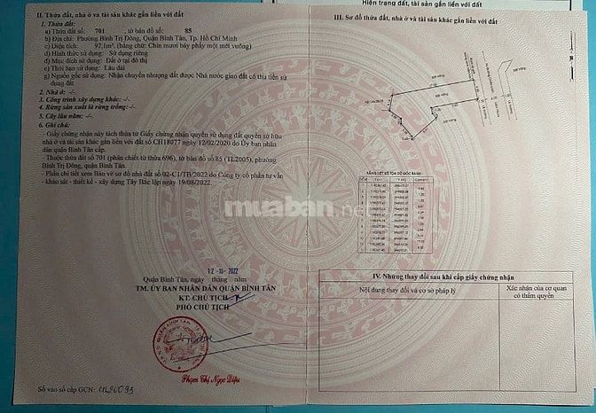 Bán đất Chiến Lược, Bình Tân, gần Tên Lửa, 97m2, 4.5 tỷ