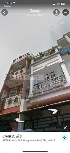 Nhà hẻm 8m 57/49 đường số 3 BHHA Bình Tân , ba tầng 5PN