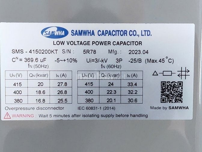 Thanh lý tủ bù phản kháng 80 kvar