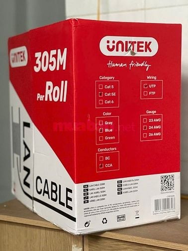  CÁP MẠNG UNITEK CAT5E – CHÍNH HÃNG, DÀI 305M