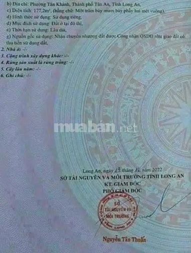 Bán đất full thổ, phường Tân Khánh - Tp Tân An - Long An