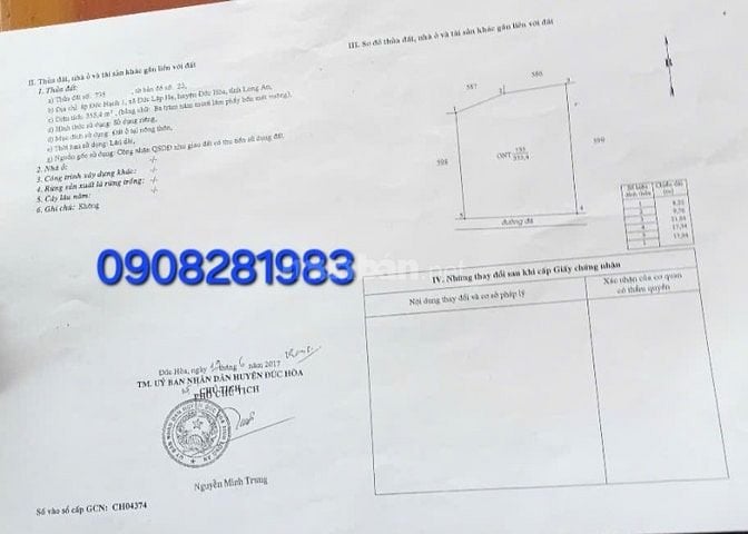 BÁN ĐẤT  THỔ CƯ XÃ ĐƯC LẬP HẠ100M2,TỈNH LONG AN