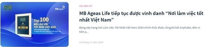 MB Ageas Life (Tập đoàn Quân Đội) tuyển dụng tư vấn bảo hiểm