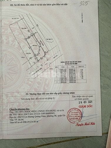 Bán lô đất đẹp góc 2 mặt hẻm xe tải (5x13) 350/112 NGUYỄN VĂN LƯỢNG Gv