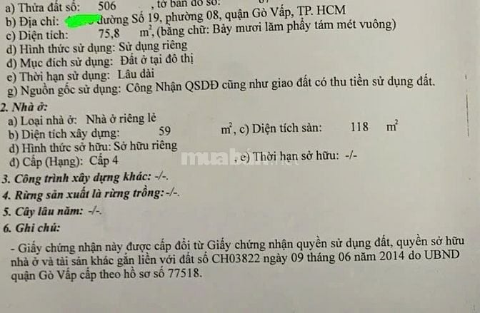 Bán dãy trọ 4x19m, hẻm Kinh Doanh 2 xe hơi né nhau, P8, GV