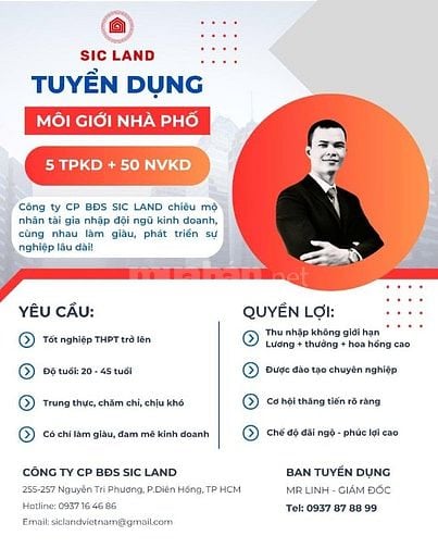 🔎 TUYỂN DỤNG NHÂN VIÊN KINH DOANH BẤT ĐỘNG SẢN - NHÀ PHỐ TRUNG TÂM SG