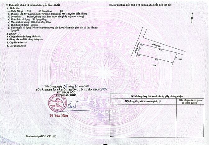 Bán gấp đất 5x17m tại xã Mỹ Phong, TP Mỹ Tho