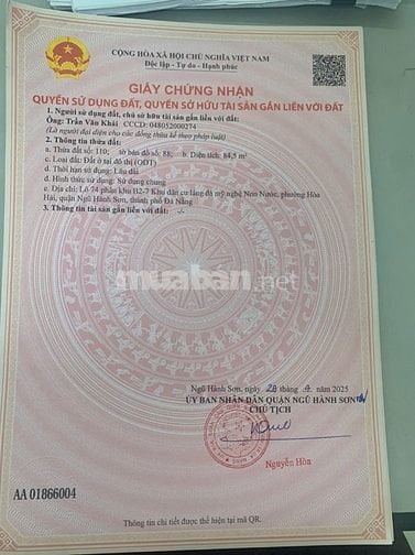 2 lô đường Nguyễn Nghiễm,Hòa Hải ,169m2,H: Đông,giá:8,5 tỷ 