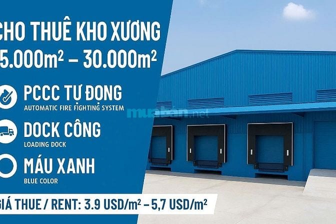 Cho thuê kho,diện tích: 15.000m2 – 30.000m2 KCN Tân Phú Trung, Củ Chi 