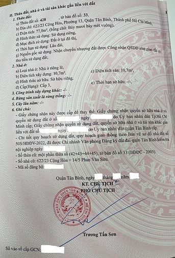 Bán Nhà MT đường 10m, Cộng Hòa, P13, Tân Bình, 77m2, Giá Rẻ 9,8Ty