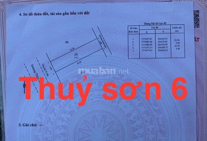 2 lô đường Thủy Sơn  6,giá 13,5 tỷ, Khuê Mỹ, NHSơn, Đ Nẵng, 225m2