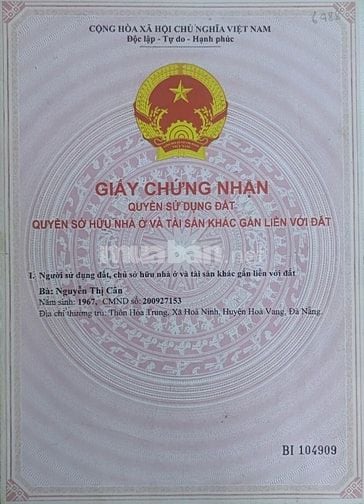 Bán đất thổ cư chính chủ 150m2 xã Hòa Phong huyện Hòa Vang gần Quốc lộ
