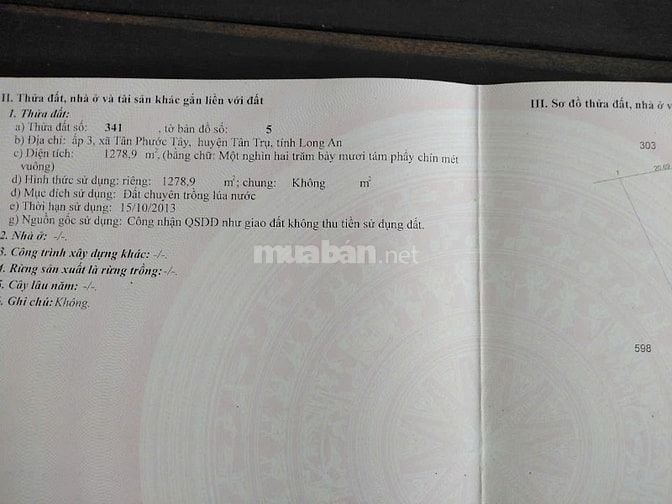 Cần bán 5653m2 đất lúa ven sông ấp 3,Tân Phước Tây, Tân Trụ, Long An