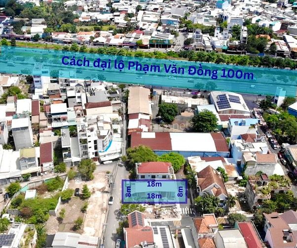 Lô đất 2 MT 147m2, 8x18. Hiệp Bình Chánh, cách GigaMall chỉ 1,5km