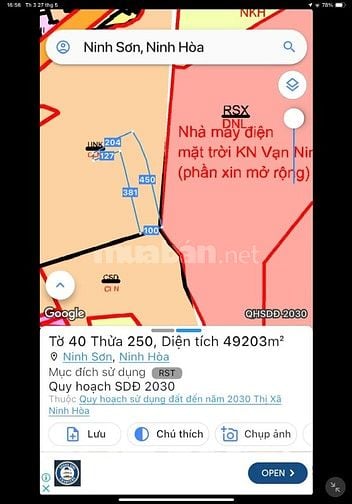69.000đ/m2 bán đất làm vườn 10hecta Ninh Sơn, Tx Ninh Hoà, Khánh Hoà