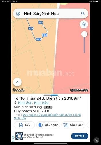 69.000đ/m2 bán đất làm vườn 10hecta Ninh Sơn, Tx Ninh Hoà, Khánh Hoà