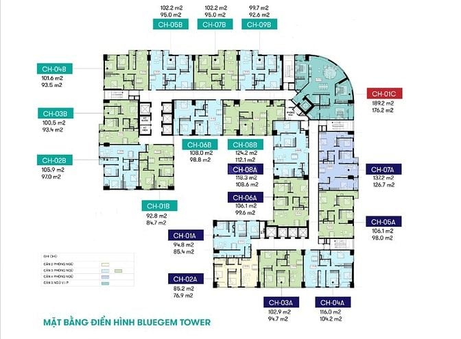 Cần chuyển nhượng 03 căn hộ Mã C01 - A05 - A07 chung cư Bluegem