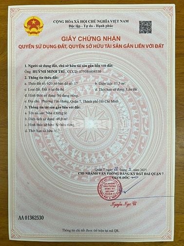 Chính chủ bán nhà 46m2, Sổ hồng 2025, P.Tân Hưng - Quận 7, Giá 2,28 tỷ